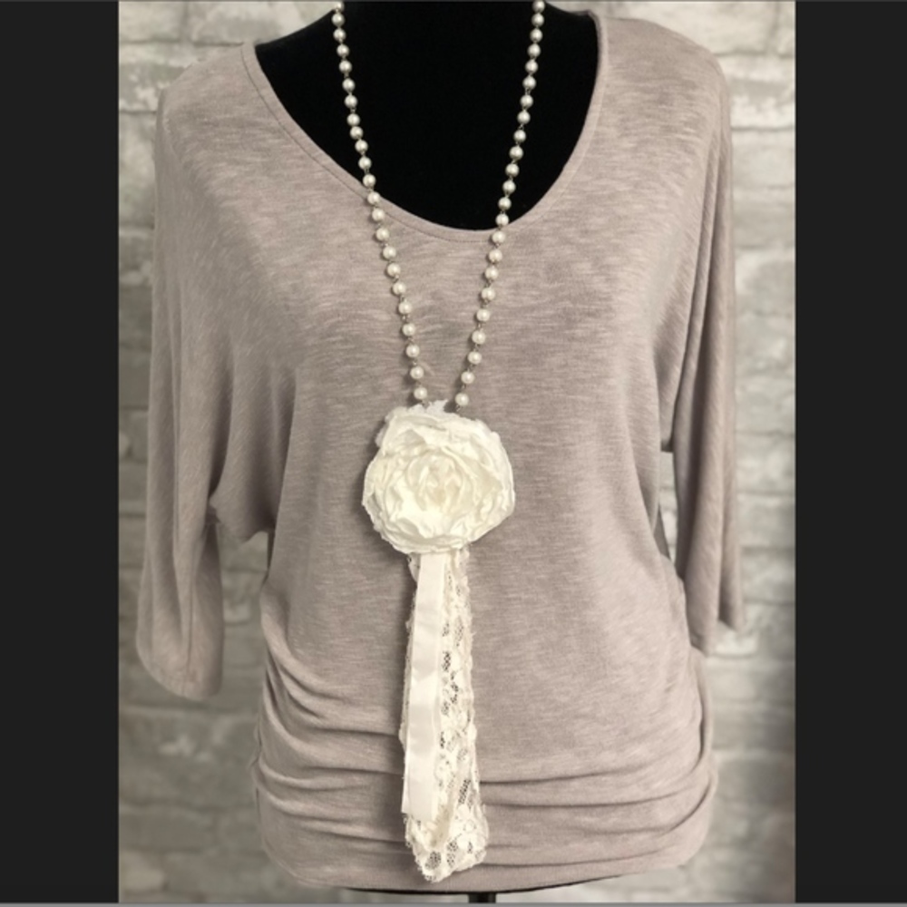 Handmade Long Necklace Floral Bead Lace Sa…